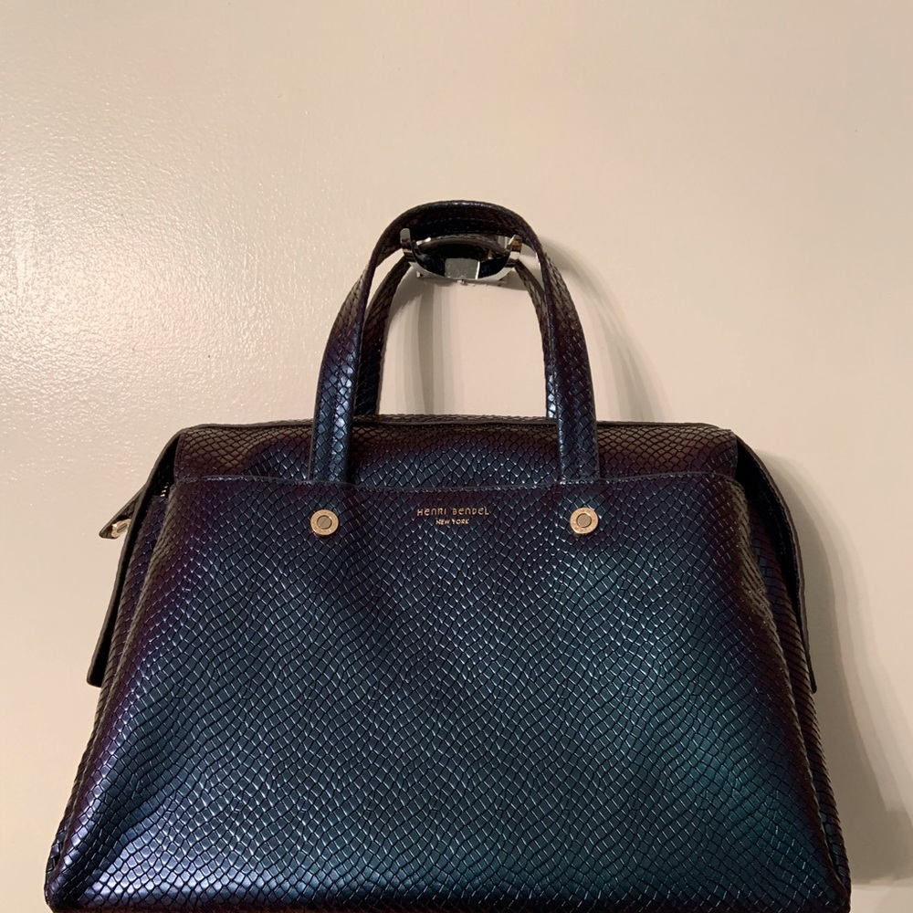 Henri Bendel snakeskin hologram Bowery satchel